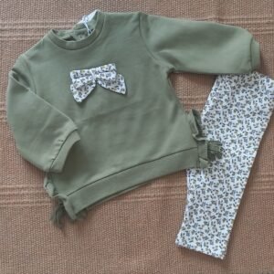 Conjunto Sudadera Lazo Y Leggins Oliva