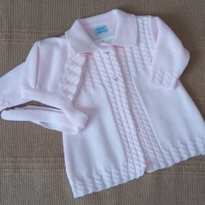 Abrigo Con Capota Trenzado Rosa Bebé